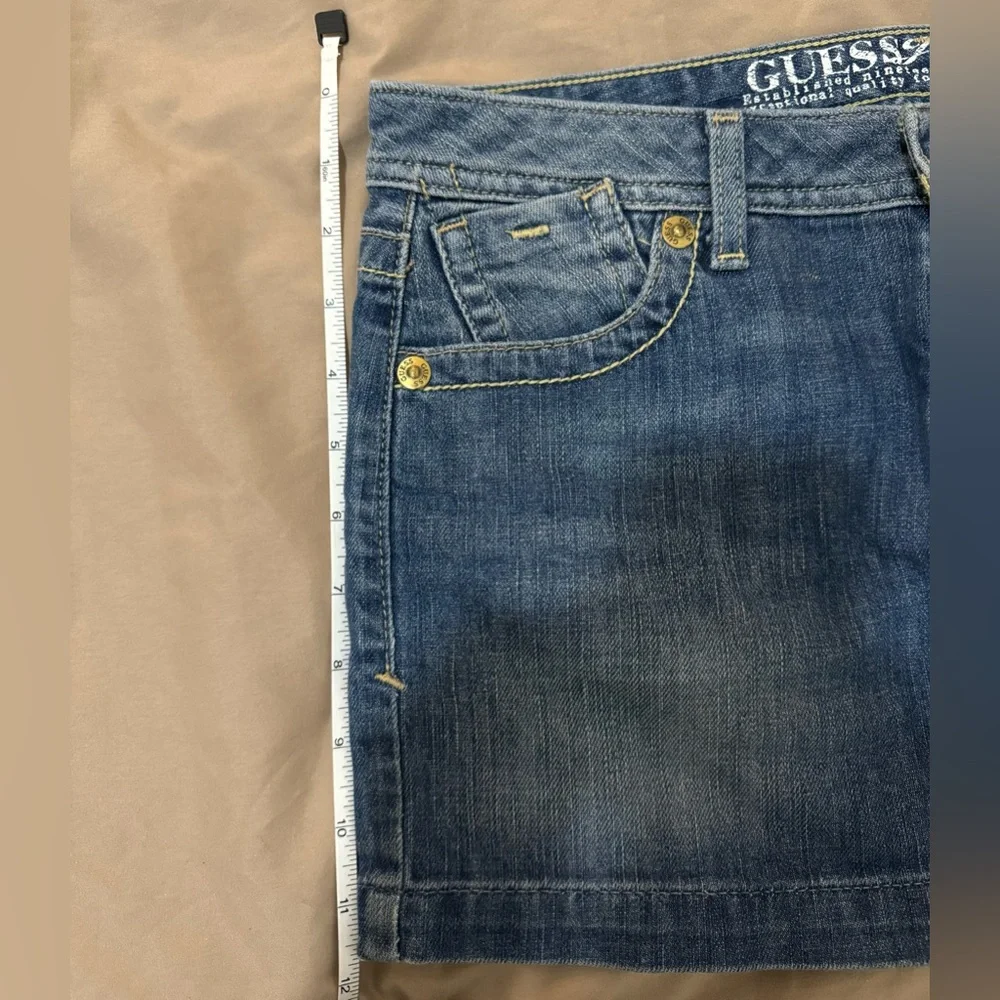 Guess Jeans Y2K Denim Mini Skirt Rhinestone G Logo 27